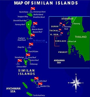 Ilustración de sitio de buceo Islas Similan